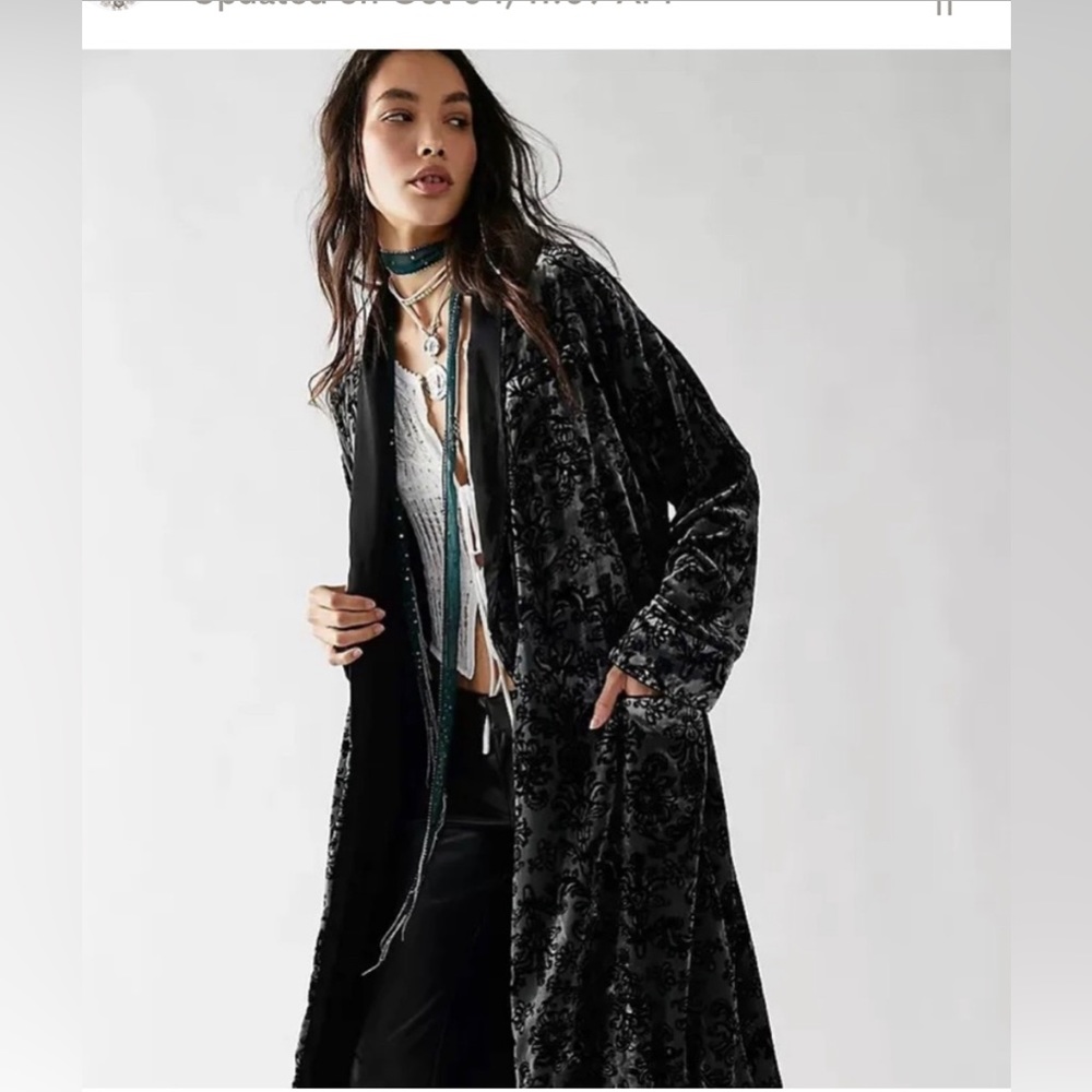 Free People Wild Nights Velvet Duster Jacket Small